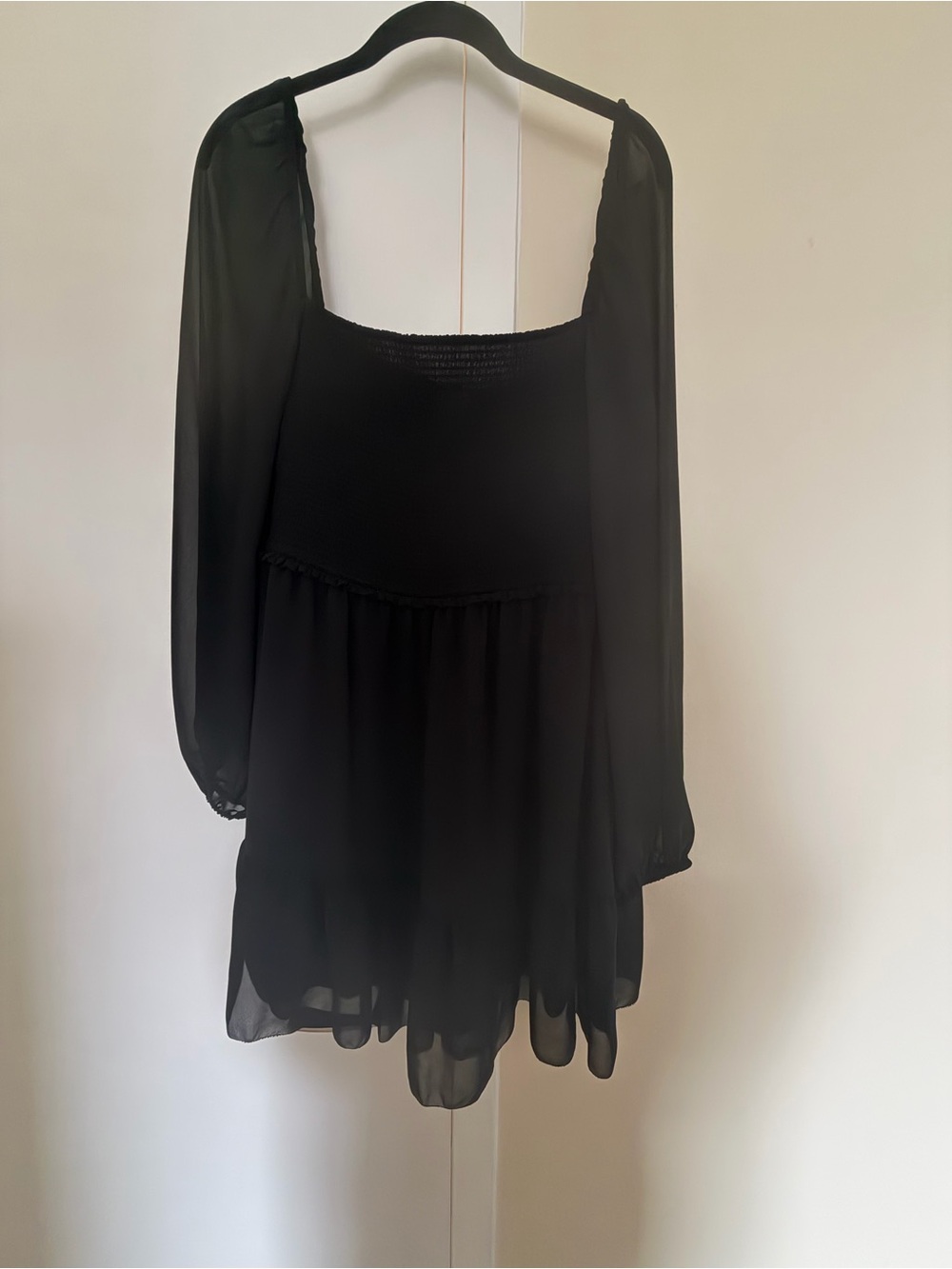 Aritzia Black Mini Dress with Long Sheer Sleeves